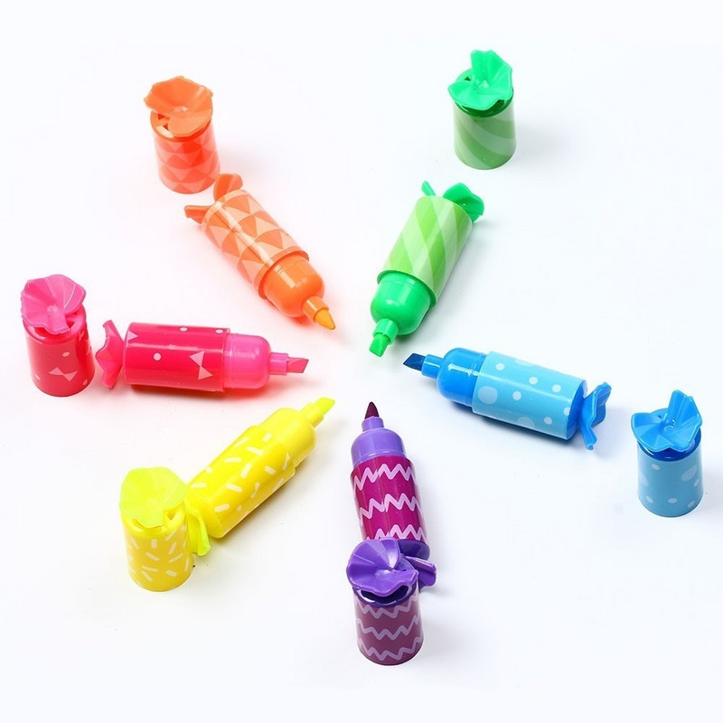 1 db Mini Candy Fluoreszkáló Kiemelő Toll Színes Marker Festék Aranyos Gyerekek Ajándék Iskolai Irodaszerek Irodaszerek Graffiti Rajz