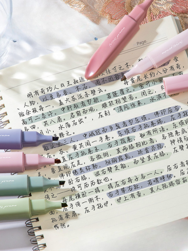 4db pasztell kiemelő készlet jelölő toll ajakrúzs design puha ecset hegy rajzoláshoz festéshez Irodai bélés Iskolai kellékek Kawaii