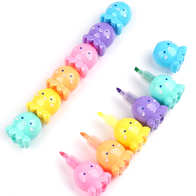 Színes polip kiemelők hegyjelölő tollak pasztell színek gyerekeknek babáknak gyerekek karácsonyi születésnapi kreatív ajándékok H8WD