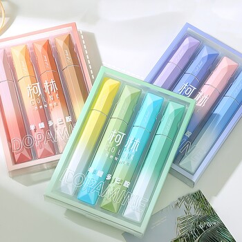 4 τμχ Dopamine Color Highlighter Pens Set Oblique Soft Head Marker Liner for Drawing Painting School A7511