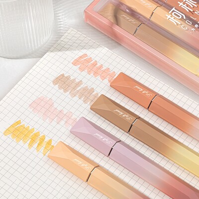 4db dopamin színű kiemelő toll szett ferde puha fejű marker bélés rajzfestő iskolához A7511