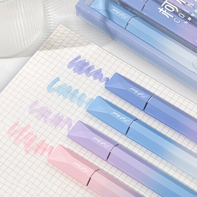 4db dopamin színű kiemelő toll szett ferde puha fejű marker bélés rajzfestő iskolához A7511