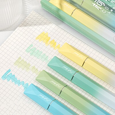 4db dopamin színű kiemelő toll szett ferde puha fejű marker bélés rajzfestő iskolához A7511