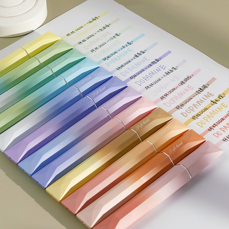 4db dopamin színű kiemelő toll szett ferde puha fejű marker bélés rajzfestő iskolához A7511