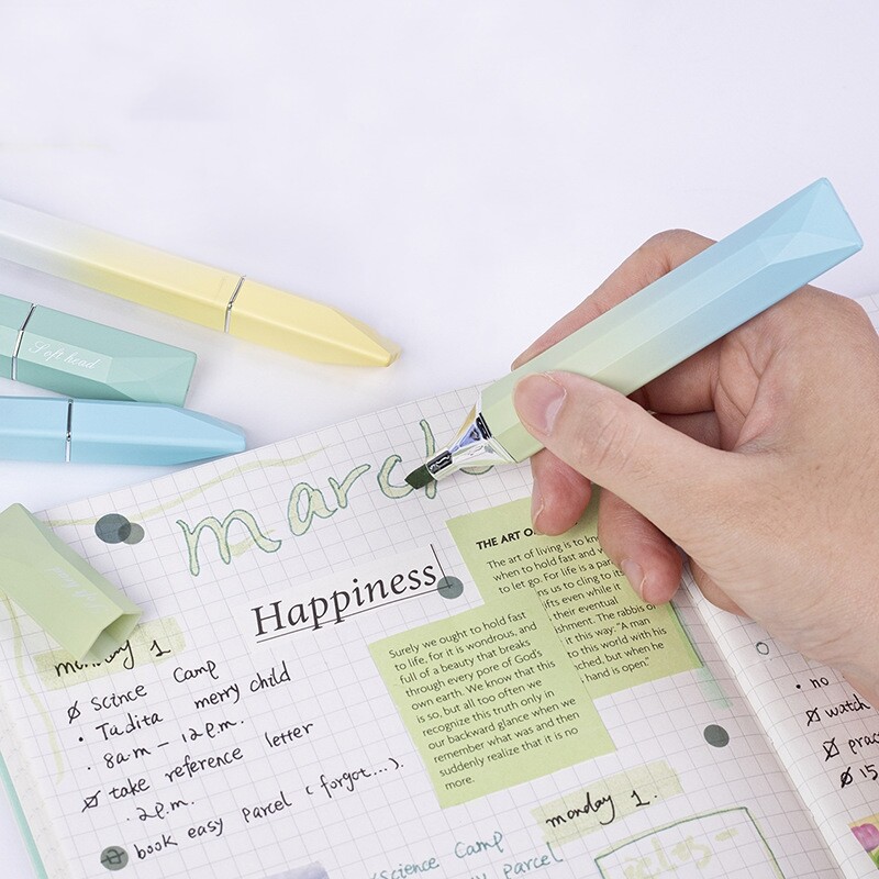 4db dopamin színű kiemelő toll szett ferde puha fejű marker bélés rajzfestő iskolához A7511