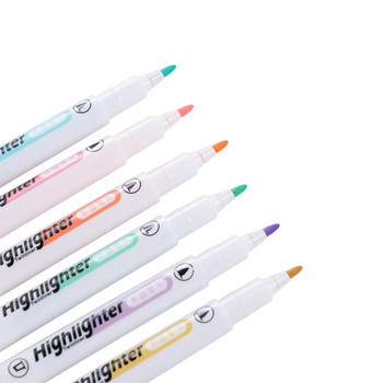 Μαρκαδόροι με διπλό μαρκαδόρο Highlighter Color Markers Midliner Pastel Highlighters Σετ γραφικής ύλης των 6 ορατών