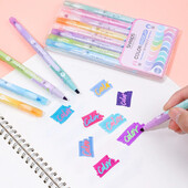 8 бр. Двустранни флуоресцентни маркери за изкуство Liner Color Overlay Highlighter Pens Set Drawing Office School Highlighters