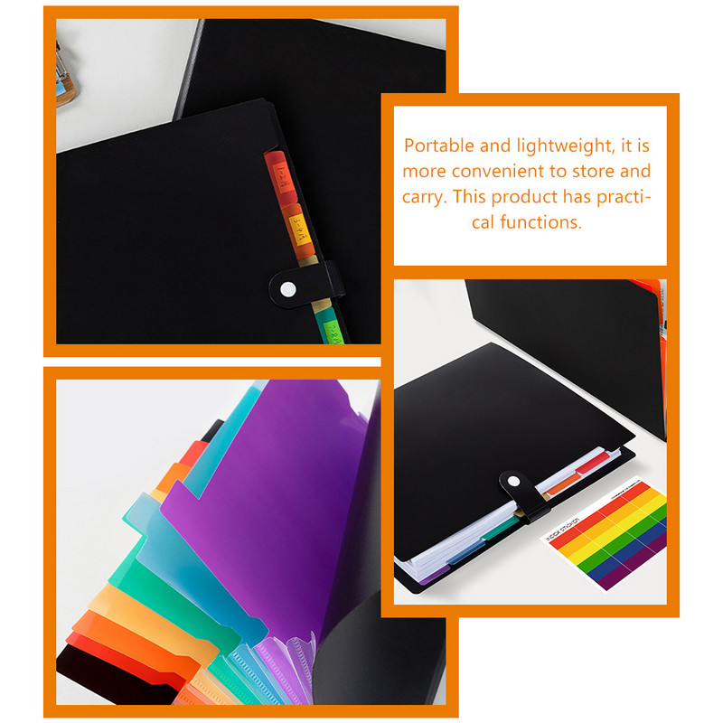 A4 aplankas mažas failas Piniginės kvito aplankas Akordeonas 7 sluoksnių 13 sluoksnių failų dėklas, atsparus vandeniui su lipniomis rodyklėmis