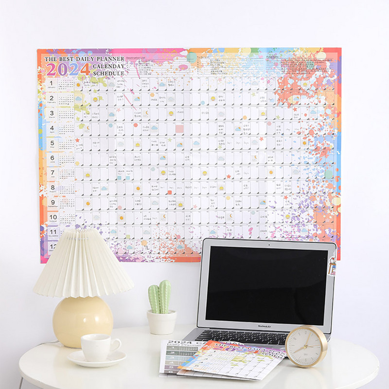 Ημερολόγιο έτους 2024 Καθημερινά Εβδομαδιαία Μηνιαία Προγραμματισμός Ημερολόγιο Λίστα υποχρεώσεων Γραφική ύλη Σχολικά προμήθειες γραφείου σπιτιού