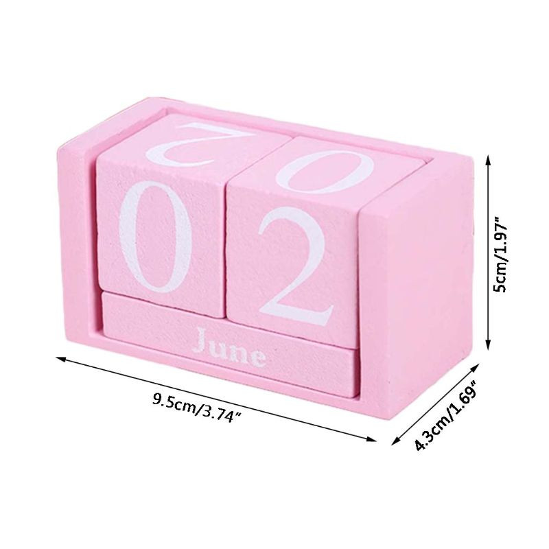 Vintage drveni vječni kalendar Vječni blokovi Zaslon s datumom na mjesecu Dodaci za stolna računala Rekviziti za fotografije Kućni ured