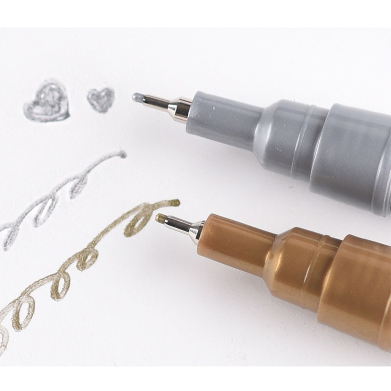 8 цвята перманентни метални маркери 0,7 мм фини сребърни/златни/бели химикалки Графити Art Canvas Метална керамична кука Liner Pen