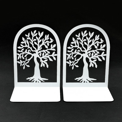 2 tk White Tree of Life Desktop raamatuotsad Office Desktop Home Bookend Kingitus raamatuarmastajatele Tugeva tööjõuga rauast raamaturiiul