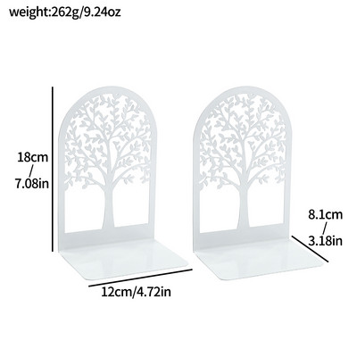 2 tk White Tree of Life Desktop raamatuotsad Office Desktop Home Bookend Kingitus raamatuarmastajatele Tugeva tööjõuga rauast raamaturiiul