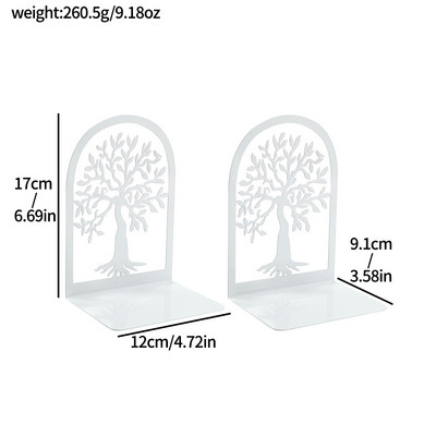 2 tk White Tree of Life Desktop raamatuotsad Office Desktop Home Bookend Kingitus raamatuarmastajatele Tugeva tööjõuga rauast raamaturiiul