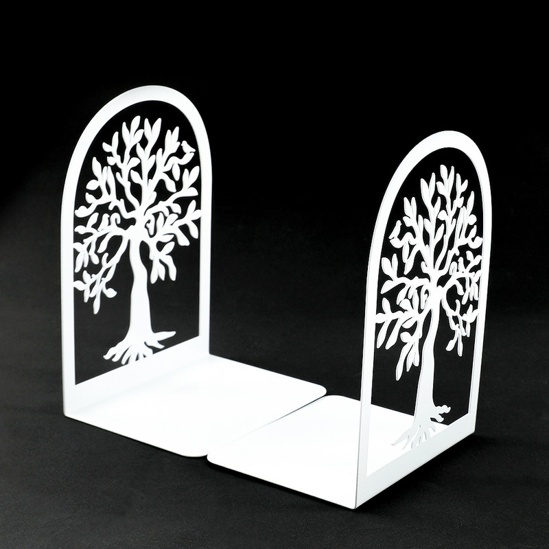 2 τμχ White Tree of Life Desktop Book Ends Office Desktop Home Bookend για το Book Loves Heavy Duty Iron Rack Book