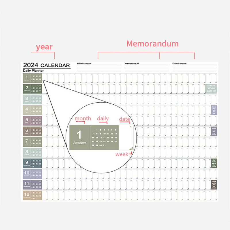 Ημερολόγιο έτους 2024 Καθημερινά Εβδομαδιαία Μηνιαία Προγραμματισμός Ημερολόγιο Λίστα υποχρεώσεων Γραφική ύλη Σχολικά προμήθειες γραφείου σπιτιού