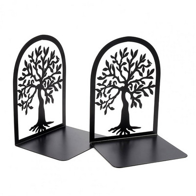 Книгодържатели с шарки на дърво Декоративни книгоразделители с дървета за домашен офис Здрави железни книгоразделители за рафтове Уникален модел на дърво за училище