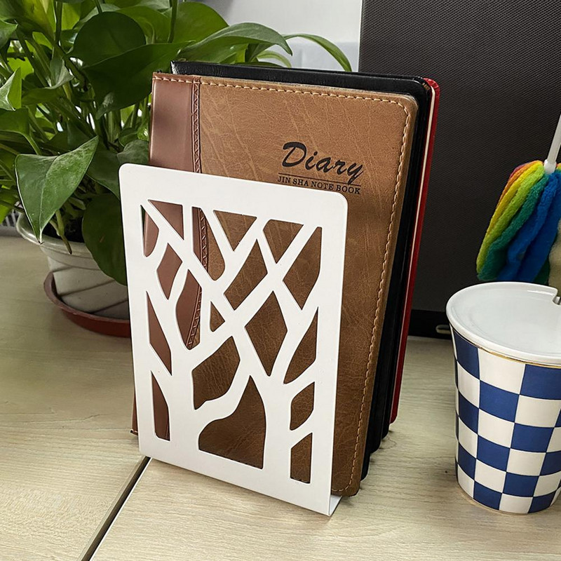 Книгодържатели с шарки на дърво Декоративни книгоразделители с дървета за домашен офис Здрави железни книгоразделители за рафтове Уникален модел на дърво за училище