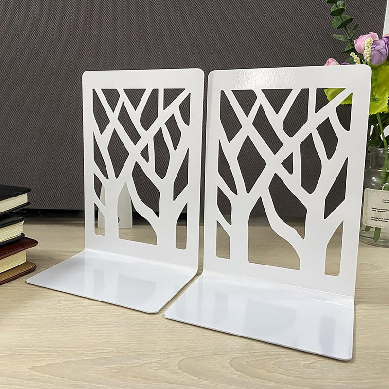 Книгодържатели с шарки на дърво Декоративни книгоразделители с дървета за домашен офис Здрави железни книгоразделители за рафтове Уникален модел на дърво за училище