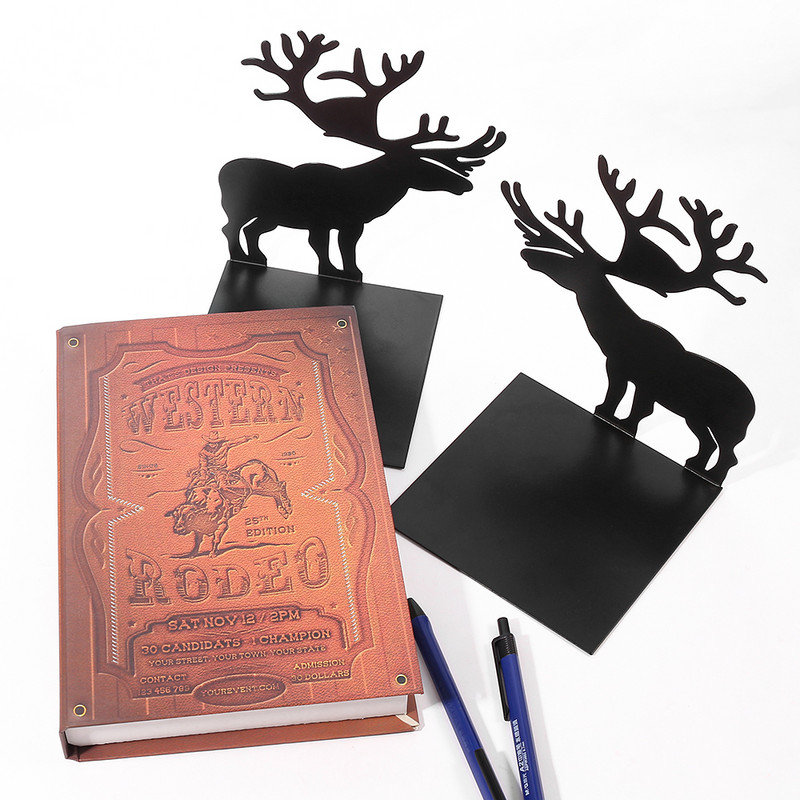 Deer Book Ends for Shelves Duty Bookend for Heavy Books Iron Bookends Organizer Book Home Bookend Βιβλιοθήκη Σίδερο