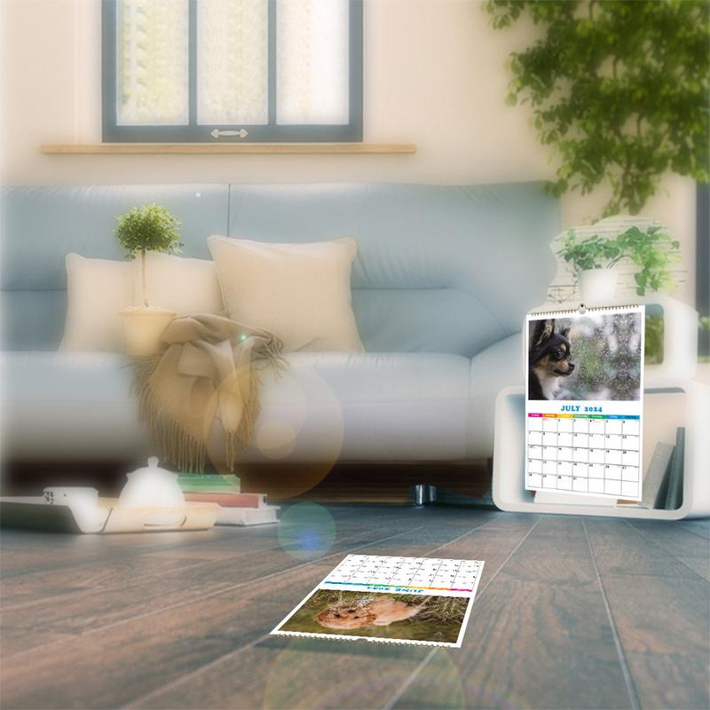 2024 Кучешки календар за стена Забавен ежедневен котешки календар A4 Стенен календар Кучешки календар Ежедневен стенен декор за апартамент Общежитие