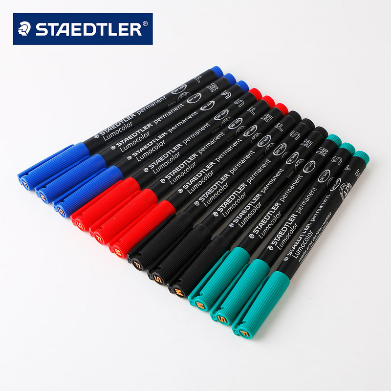 Staedtler Lumocolor 313/317/318 Μόνιμος δείκτης S/M/F Felt Tip Αδιάβροχο Μαύρο Μπλε Πράσινο Κόκκινο μελάνι για CD Graffiti Metal Glass