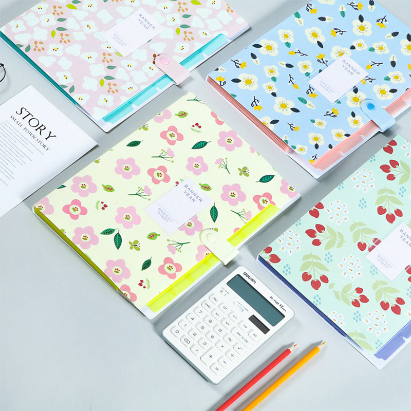 Α4 φακέλου Dutton File Bag File Bag Floral Six/Eight Cells Organ Bag μεγάλης χωρητικότητας Κορεατικά απλά χαρτικά γραφείου