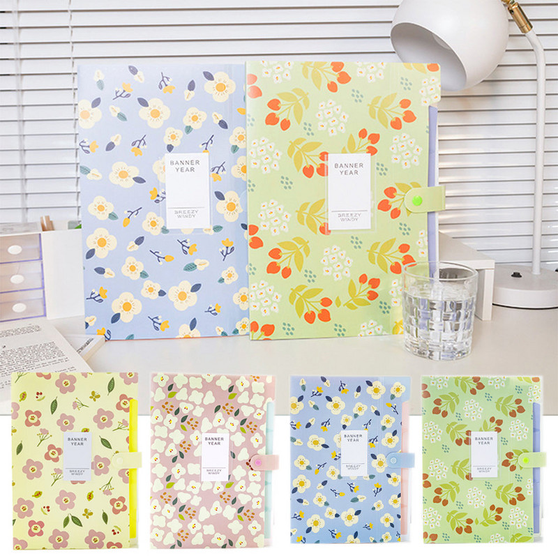 Α4 φακέλου Dutton File Bag File Bag Floral Six/Eight Cells Organ Bag μεγάλης χωρητικότητας Κορεατικά απλά χαρτικά γραφείου