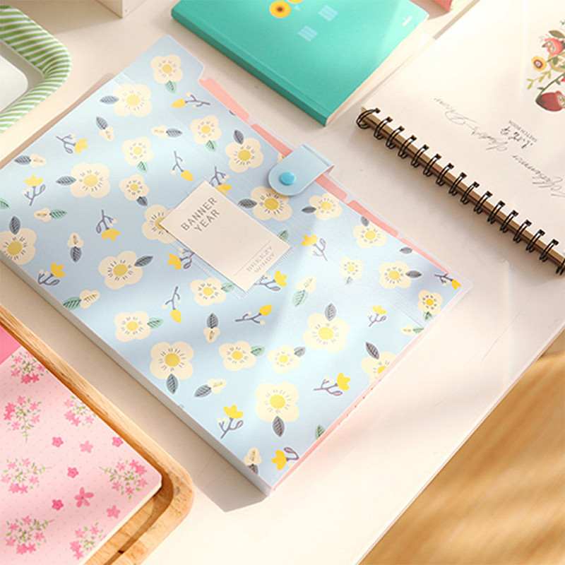 Α4 φακέλου Dutton File Bag File Bag Floral Six/Eight Cells Organ Bag μεγάλης χωρητικότητας Κορεατικά απλά χαρτικά γραφείου