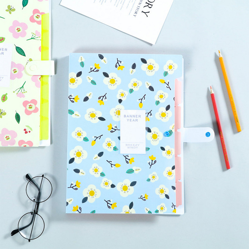 Α4 φακέλου Dutton File Bag File Bag Floral Six/Eight Cells Organ Bag μεγάλης χωρητικότητας Κορεατικά απλά χαρτικά γραφείου