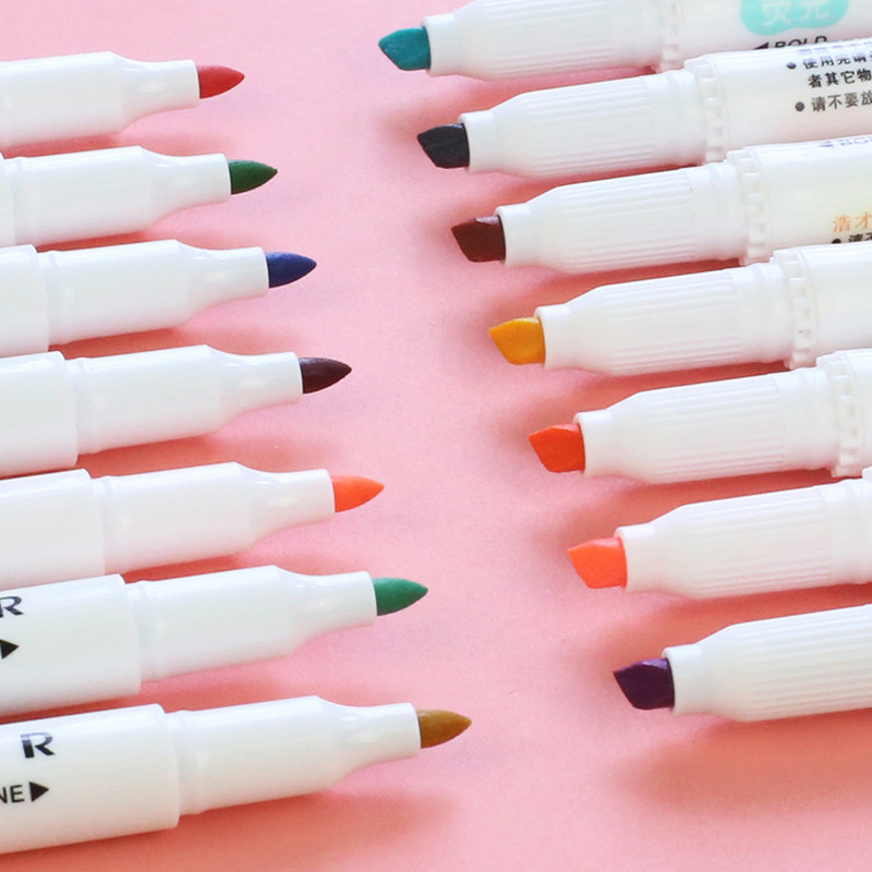 Világosszürke jelölőtoll kétfejű vízbázisú színes toll diákjelölő irodai világos színű kiemelő toll diáktoll irodai toll