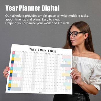 Ημερολόγιο τοίχου 2024 Ημερολόγια τοίχου με απλό στυλ Ετήσιο ημερολόγιο και προγραμματιστής έτους για οργάνωση της εργασίας και της ζωής για την οικογένεια
