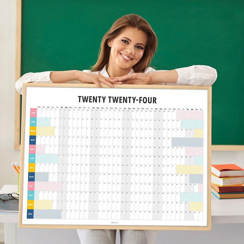 Стенен календар за 2024 г. Стенни календари с изчистен стил Годишен календар и годишен плановик за организиране на работата и живота за семейството