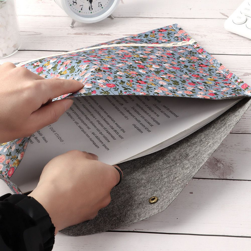 Χαριτωμένα κομψά λουλούδια από τσόχα βαμβακερό ύφασμα Α4 φάκελος φακέλου εγγράφων μεγάλης χωρητικότητας Τσάντα οργάνωσης χαρτοφύλακα