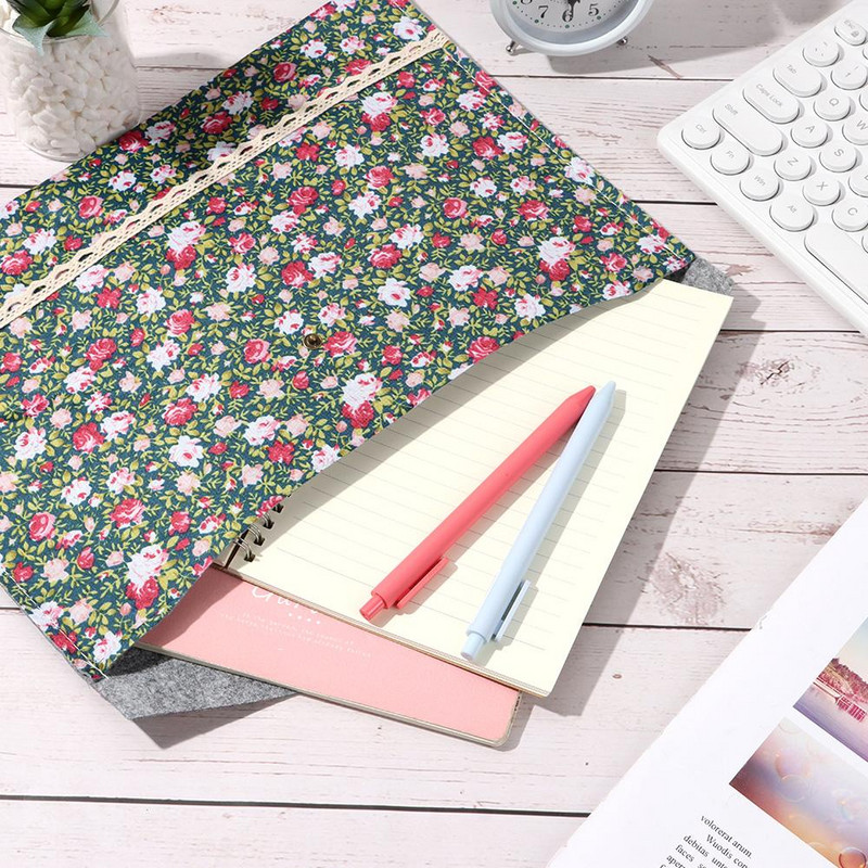 Χαριτωμένα κομψά λουλούδια από τσόχα βαμβακερό ύφασμα Α4 φάκελος φακέλου εγγράφων μεγάλης χωρητικότητας Τσάντα οργάνωσης χαρτοφύλακα