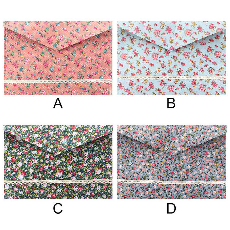 Χαριτωμένα κομψά λουλούδια από τσόχα βαμβακερό ύφασμα Α4 φάκελος φακέλου εγγράφων μεγάλης χωρητικότητας Τσάντα οργάνωσης χαρτοφύλακα