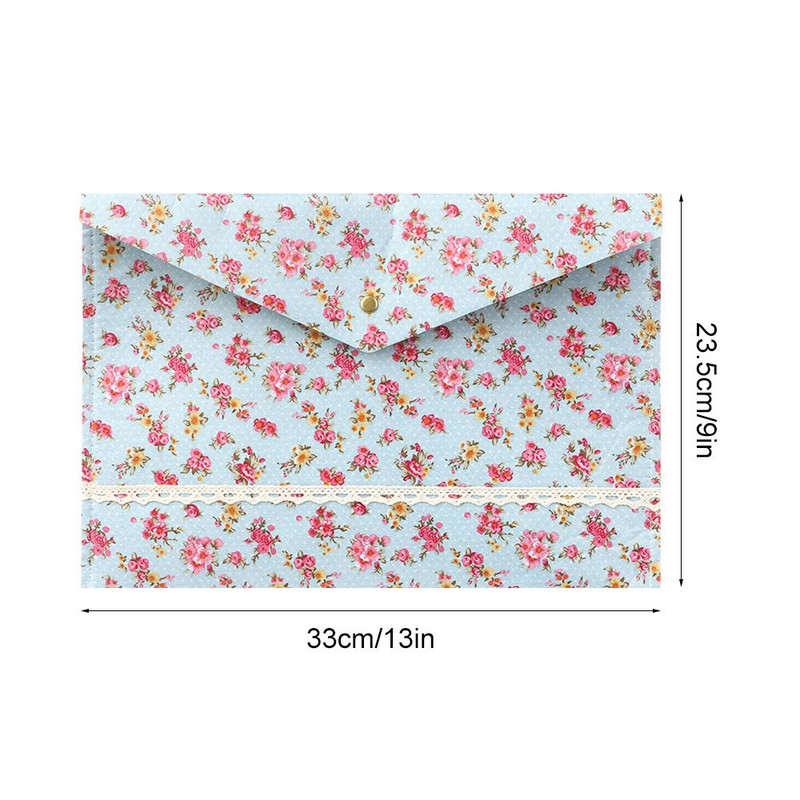 Χαριτωμένα κομψά λουλούδια από τσόχα βαμβακερό ύφασμα Α4 φάκελος φακέλου εγγράφων μεγάλης χωρητικότητας Τσάντα οργάνωσης χαρτοφύλακα