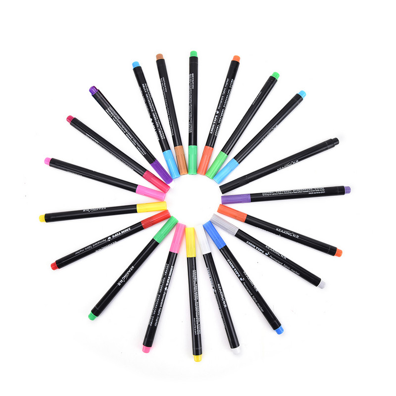 20 színű szövet és póló bélés jelölő toll textil festék szövet pigment barkács festési kellékek