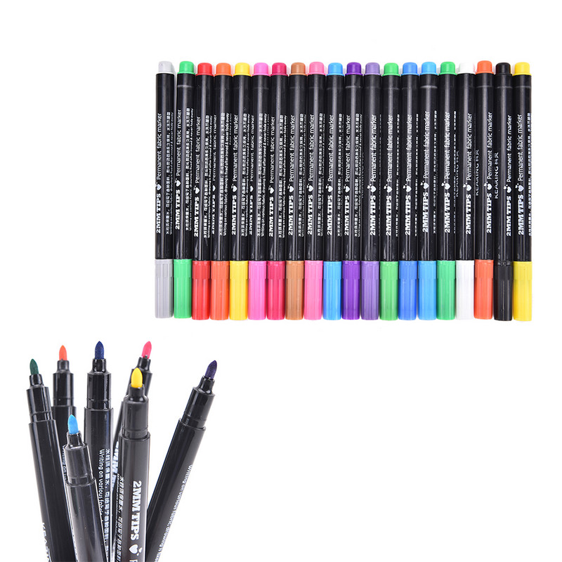 20 színű szövet és póló bélés jelölő toll textil festék szövet pigment barkács festési kellékek