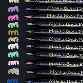 Festékjelölők Gumiabroncs Graffiti Fehér Arany Ezüst Fém Ecset Toll Puha Fej Barkácsalbum Fekete Kártya Fém Szín Graffiti Toll