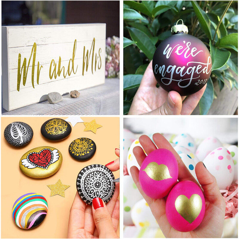 Festékjelölők Gumiabroncs Graffiti Fehér Arany Ezüst Fém Ecset Toll Puha Fej Barkácsalbum Fekete Kártya Fém Szín Graffiti Toll