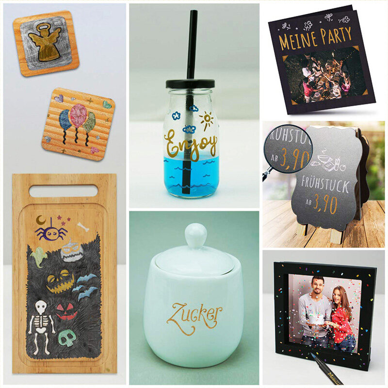 Festékjelölők Gumiabroncs Graffiti Fehér Arany Ezüst Fém Ecset Toll Puha Fej Barkácsalbum Fekete Kártya Fém Szín Graffiti Toll