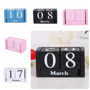 Ποιμαντικό στυλ Ξύλινο διαρκές ημερολόγιο MDF Eternal Blocks Cube Ημερολόγιο Μήνας Εμφάνιση διαρκούς ημερολογίου
