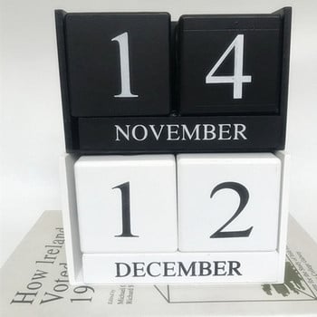 Ποιμαντικό στυλ Ξύλινο διαρκές ημερολόγιο MDF Eternal Blocks Cube Ημερολόγιο Μήνας Εμφάνιση διαρκούς ημερολογίου