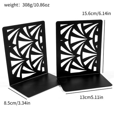 Art Style Fan Book Ends Донесете метални книгодържатели Офис Настолен компютър Дом за любителите на книги Офис консумативи Тежък рафт за книги Поставка за книги
