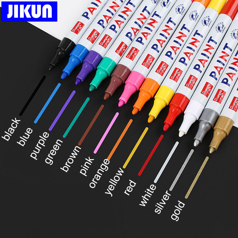 JIKUN 2 бр. Перманентни маркери за гуми Писалка за рисуване Водоустойчива трайна фиксация Stift Rock Стъкло Гума Метални аксесоари Химикалки за рисуване