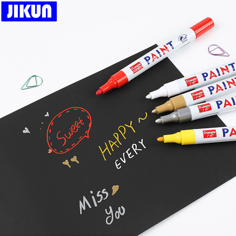 JIKUN 2 бр. Перманентни маркери за гуми Писалка за рисуване Водоустойчива трайна фиксация Stift Rock Стъкло Гума Метални аксесоари Химикалки за рисуване