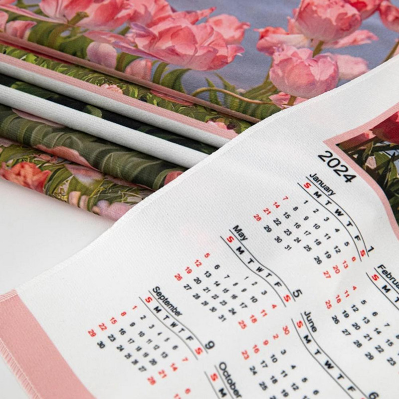 2024-es naptári akasztókendő, puha gazdag színű, gyönyörű minta Könnyen felszerelhető dekoratív fali kárpit