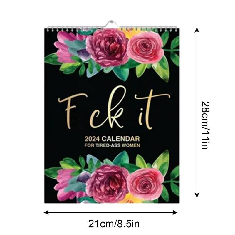 2024-es naptár fáradt seggű nőknek Papír Vicces 12 hónap átkozott szómondások Falinaptár Beltéri Egyedi újévi ajándékok