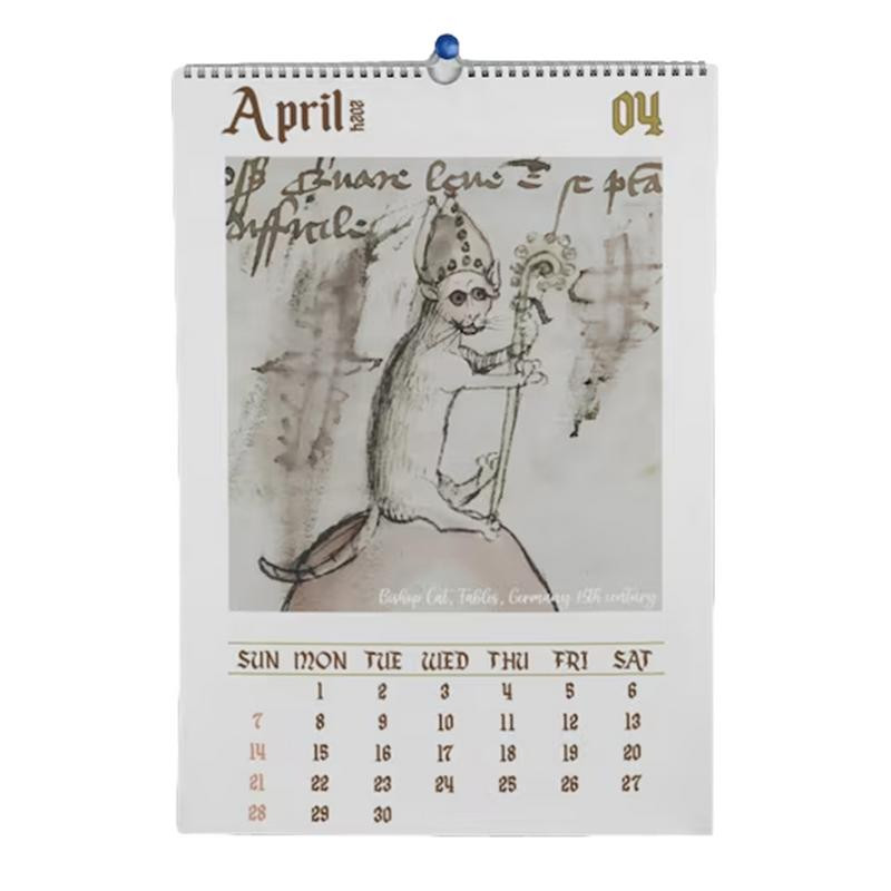 Csúnya középkori macskák naptár 2024 fali vicces havi naptár tervező falra akasztós havi naptár Egyedi ajándékok macska szerelmeseinek
